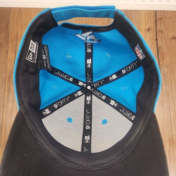 New Era 9forty Carolina Panthers Hat Cap Strap Back Blue Black Mens NFL Football - Picture 9 of 10